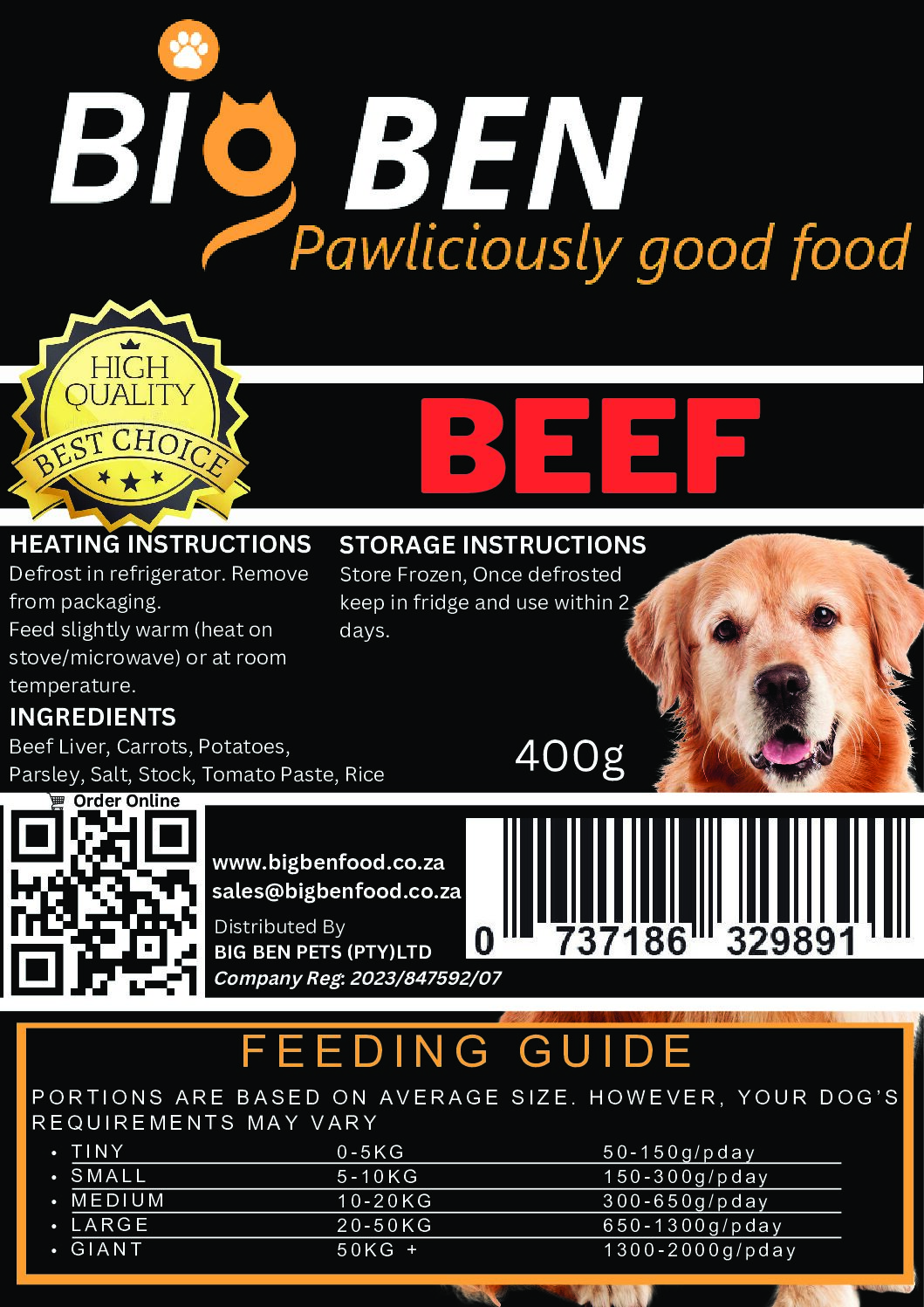 Big Ben Beef 400g box of 6