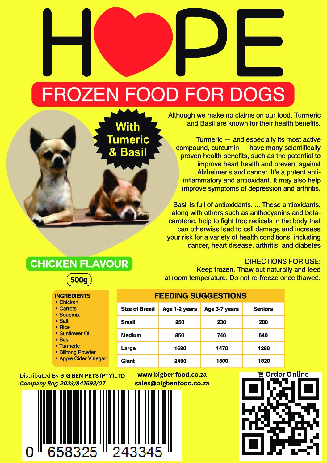 Hope - Chicken with Basil & Turmeric - 500g